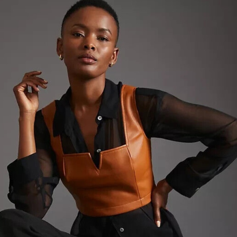 Anthropologie Faux Leather Bustier